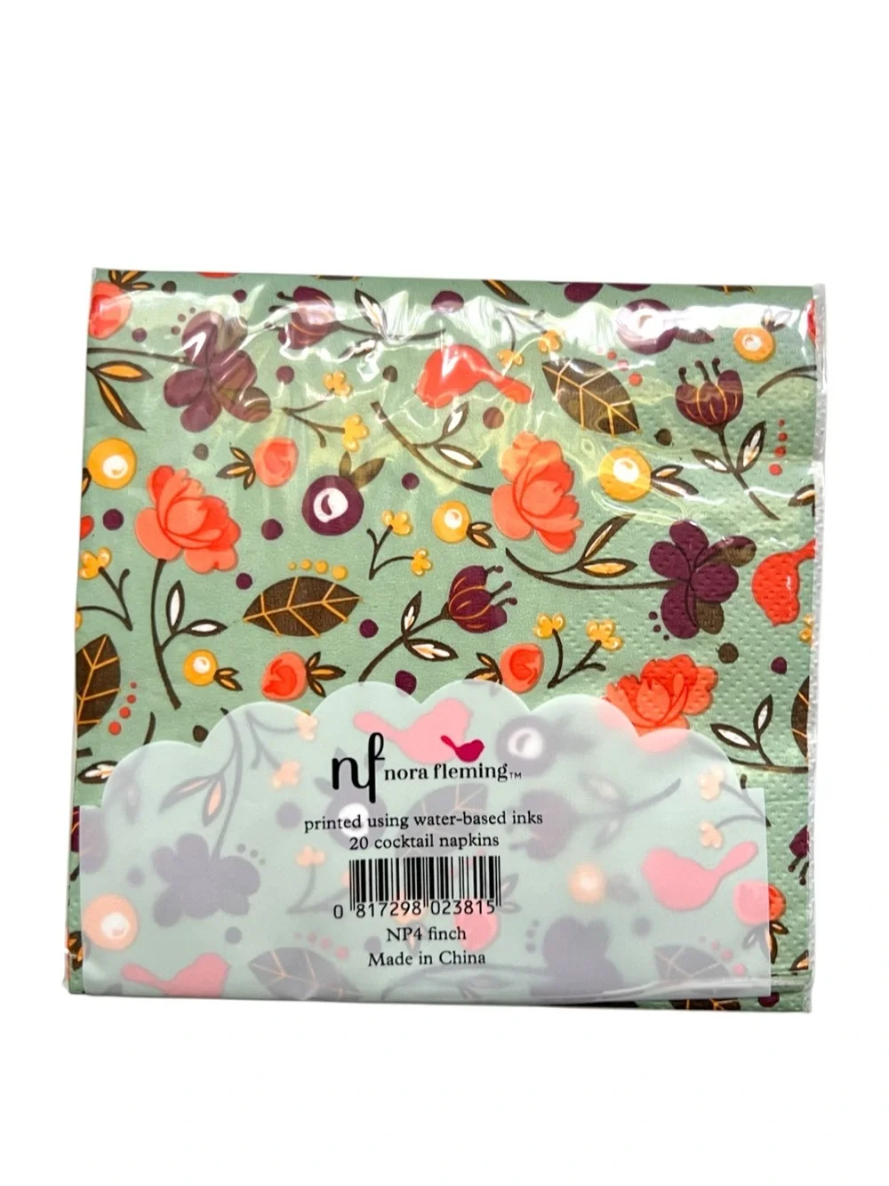Nora Fleming Floral and Bird Pattern Cocktail Napkins Bundle of 7